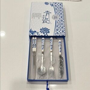 Blue and White Decorative Box with Tassel